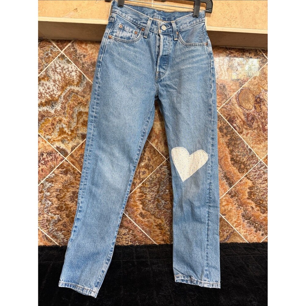 Levi's 501 150th Anniversary Edition Jeans Heart Patch Button Fly W24 L30
